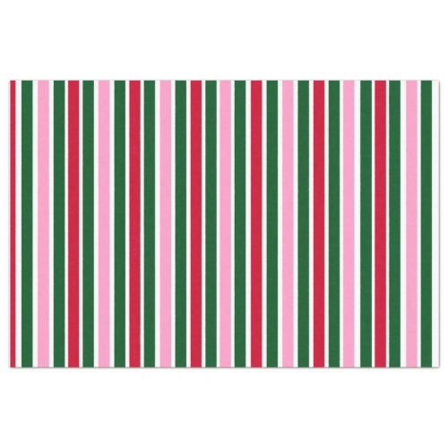 Christmas Candy Cane Stripes in Pink Green and Red Tissue Paper