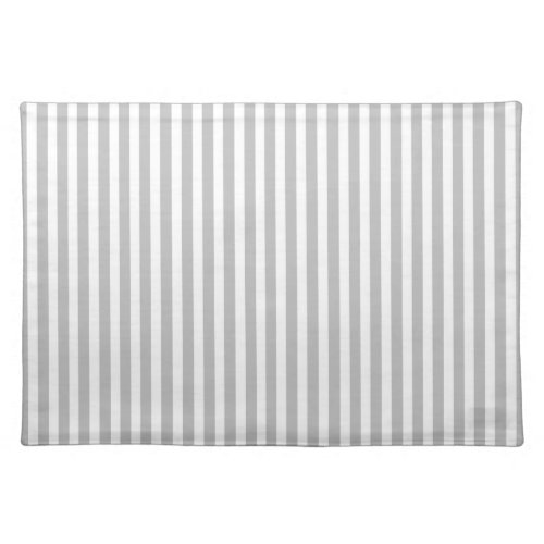 Christmas Candy Cane Stripes in White and Silver Cloth Placemat