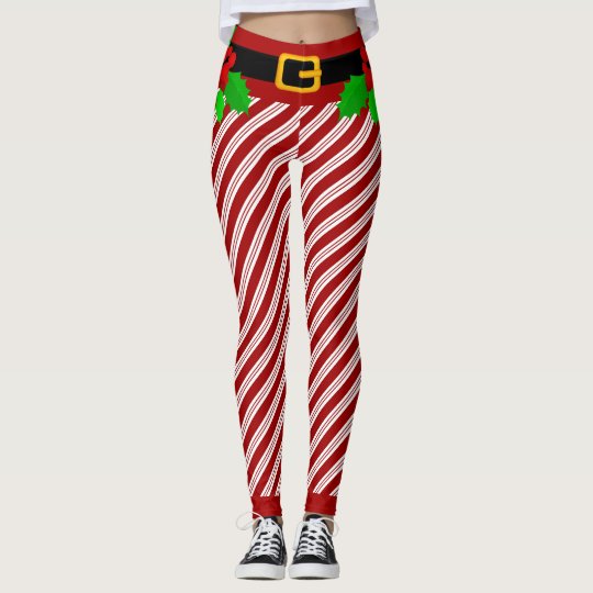 Christmas candy cane stripes Leggings | Zazzle.com