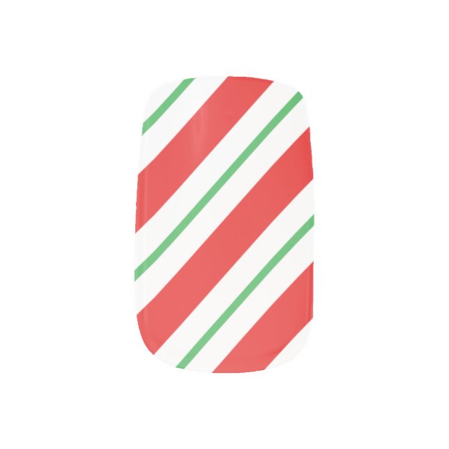 Christmas Candy Cane Stripes Minx Nail Art (Left Thumb)