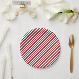 Christmas Candy Cane Stripes Paper Plates