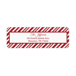 Christmas Candy Cane Stripes Return Address Label