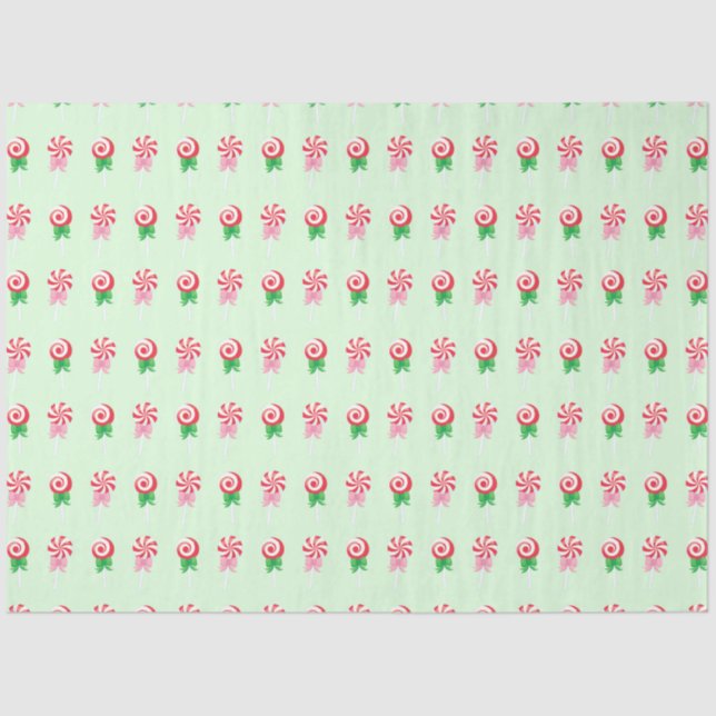 Christmas Candy Cane Swirls Pattern Tissue Paper (Front)