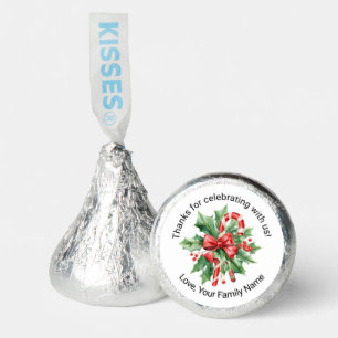 Christmas Candy Cane Text White Favor Kisses