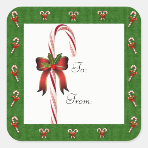 Christmas Candy Cane ToFrom Gift Sticker