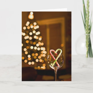Christmas Candy Cane Wine Card