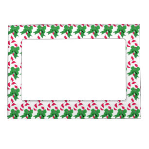 Christmas Candy Cane with Green Ribbon Magnetic Photo Frame