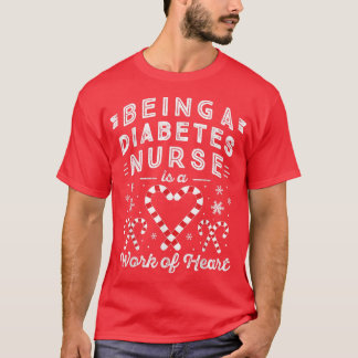 Christmas Candy Cane Work of HeartWomen NP Diabete T-Shirt