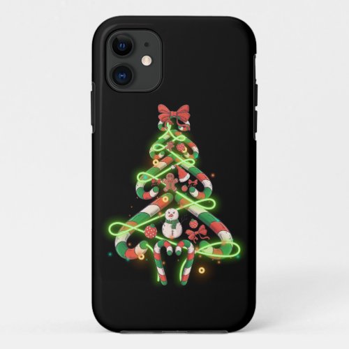 Christmas Candy Cane Xmas Tree Light Gifts iPhone 11 Case