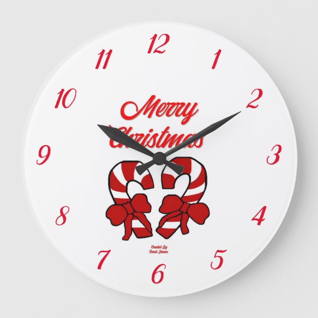 Christmas Candy Canes Acrylic Wall Clock (Front)