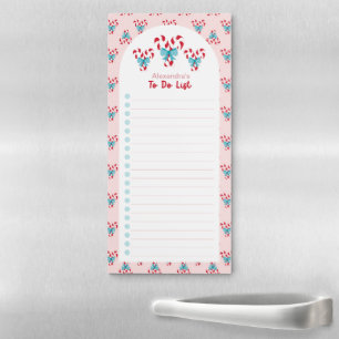 Christmas Candy Canes and Bows Custom To Do List Magnetic Notepad