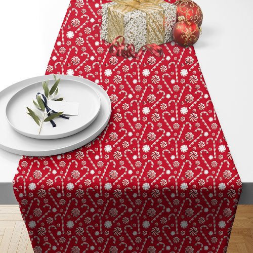 Christmas Candy Canes and Candy Patterned Long Table Runner