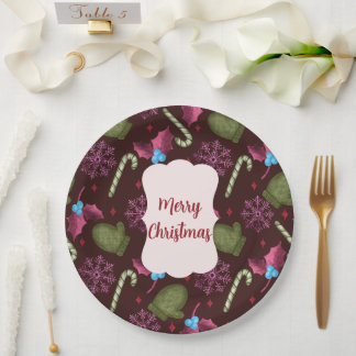 Christmas Candy Canes and Mittens Paper Plates