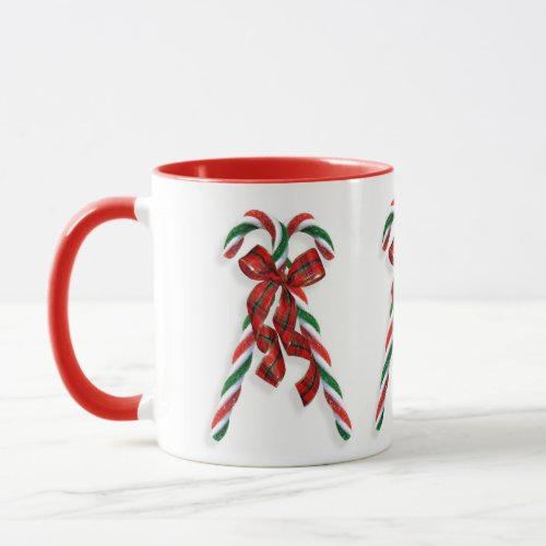 Christmas Candy Canes and ribbons mug