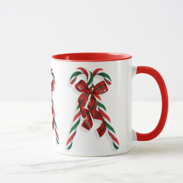 Christmas Candy Canes and ribbons Mug (Right)
