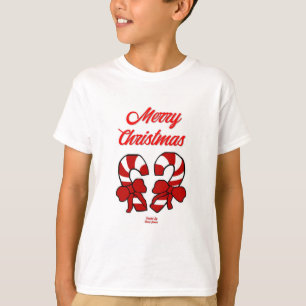Christmas Candy Canes Boys White Basic T Shirt