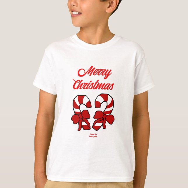 Christmas Candy Canes Boys White Basic T Shirt (Front)