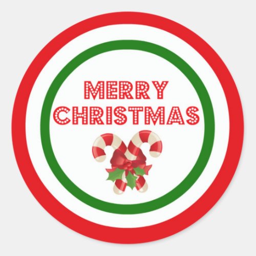 Christmas Candy Canes Classic Round Sticker