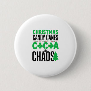 Christmas Candy Canes Cocoa Chaos Design Button