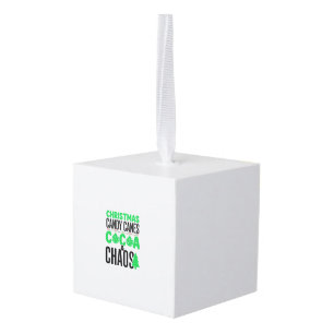 Christmas Candy Canes Cocoa Chaos Design Cube Ornament