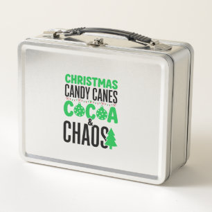 Christmas Candy Canes Cocoa Chaos Design Metal Lunch Box