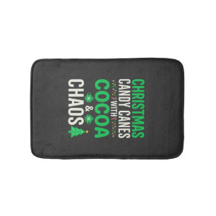 Christmas Candy Canes Cocoa Chaos Holiday Bath Mat