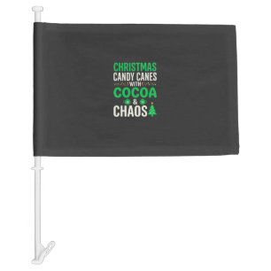 Christmas Candy Canes Cocoa Chaos Holiday Car Flag