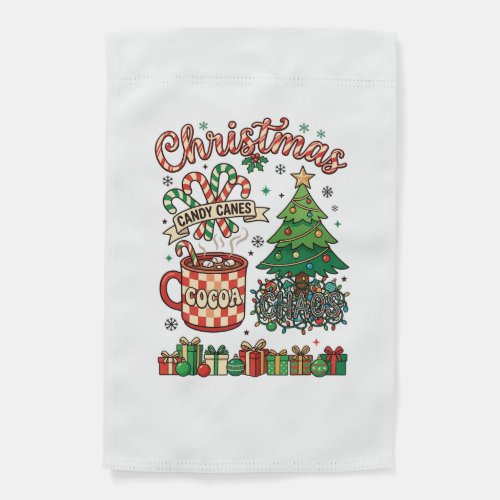 Christmas Candy Canes Cocoa Chaos Tree Mug Present Garden Flag