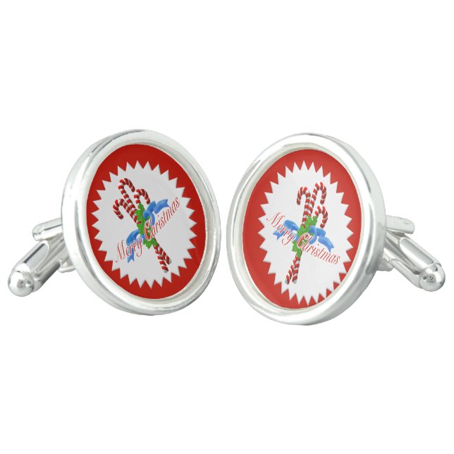 Christmas Candy Canes Cufflinks (Angled)