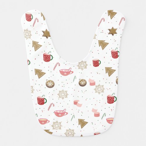 Christmas Candy Canes Hot Cocoa Snowflakes Baby Bib