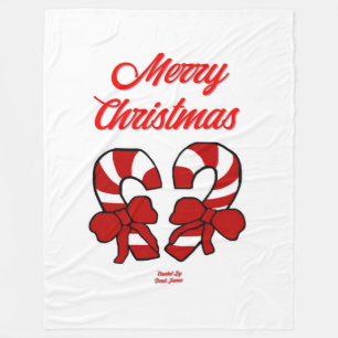 Christmas Candy Canes Large Fleece Blanket