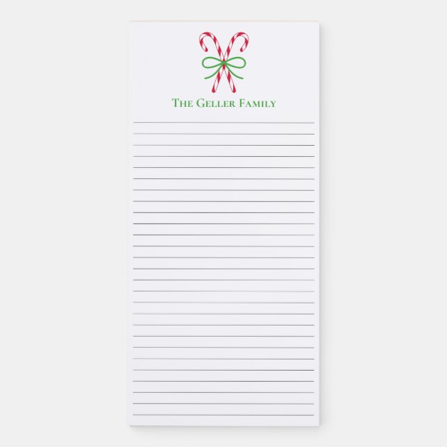 Christmas Candy Canes Magnetic Notepad (Front)