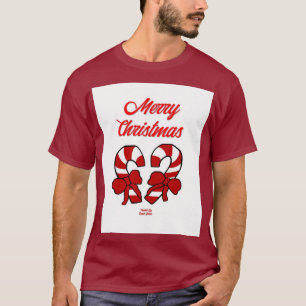 Christmas Candy Canes Men's Maroon Basic T Shirt