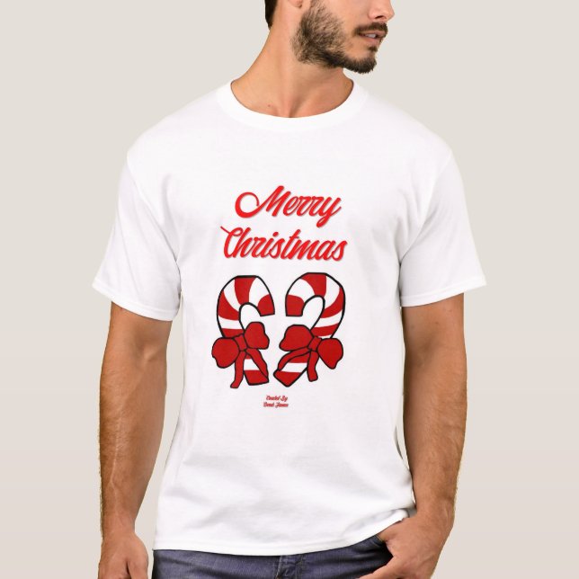Christmas Candy Canes Men's White Basic T Shirt (Front)