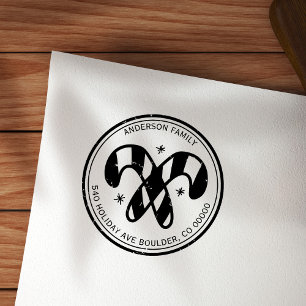 Christmas Candy Canes Personalized Rubber Stamp