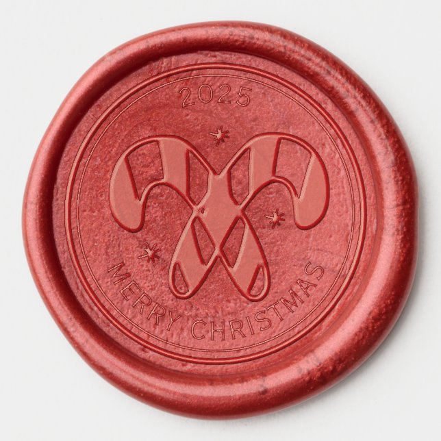 Christmas Candy Canes Personalized Wax Seal Sticker (Front)
