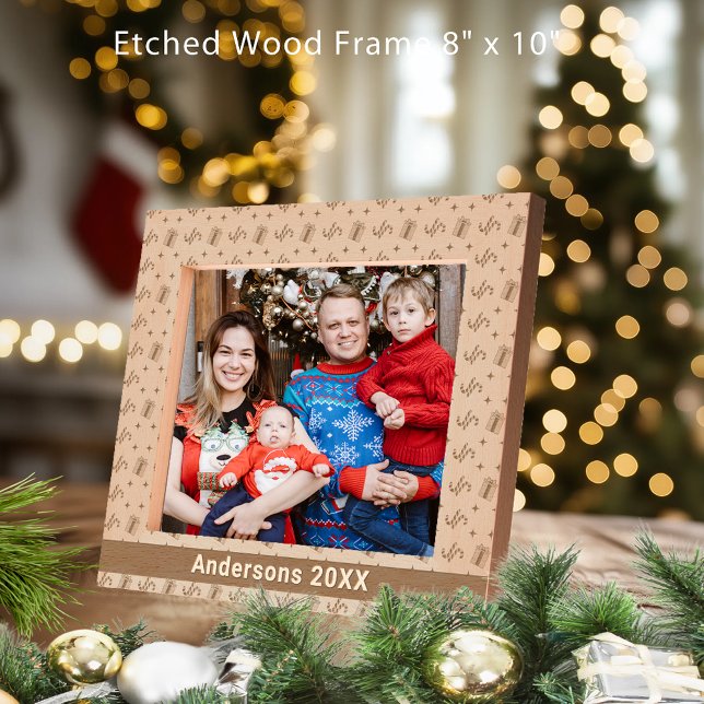 Christmas Candy Canes & Presents Pattern Name 10x8 Engraved Frames (Christmas Candy Canes & Presents Pattern Name 10x8 Etched Frames)