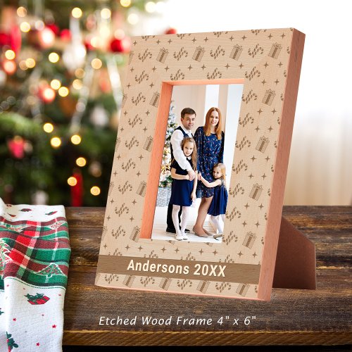 Christmas Candy Canes  Presents Pattern Name 4x6 Engraved Frames