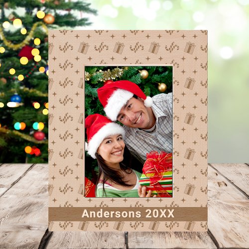 Christmas Candy Canes  Presents Pattern Name 5x7 Engraved Frames