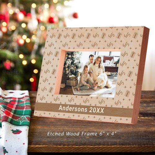 Christmas Candy Canes  Presents Pattern Name 6x4 Engraved Frames