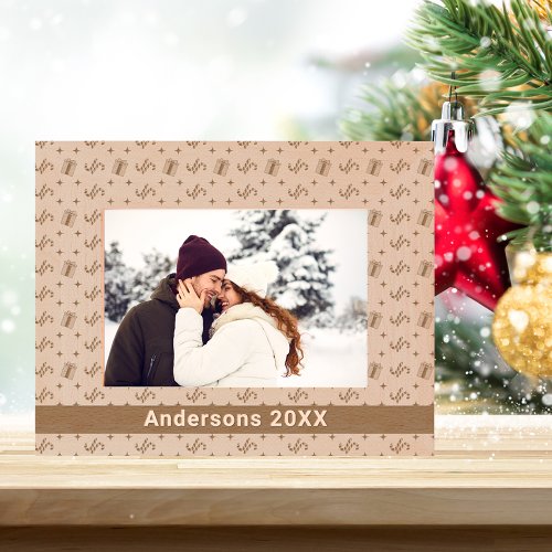 Christmas Candy Canes  Presents Pattern Name 7x5 Engraved Frames