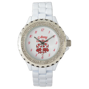 Christmas Candy Canes Women's Rhinestone Watch