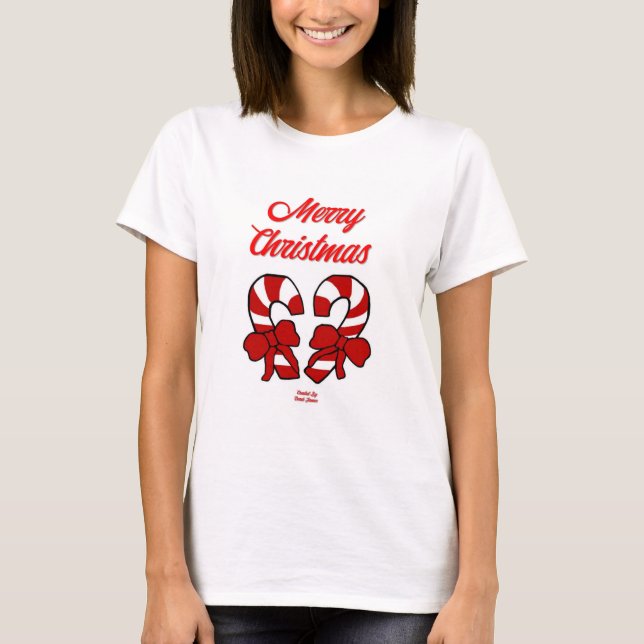 Christmas Candy Canes Women's White Basic T Shirt (Front)