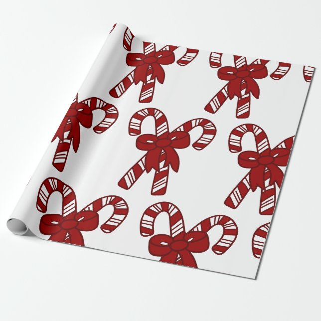 Christmas Candy Canes Wrapping Paper (Unrolled)