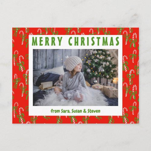 Christmas Candy Canes Xmas Holiday CUSTOM Photo Postcard