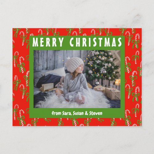 Christmas Candy Canes Xmas Holiday CUSTOM Photo Postcard