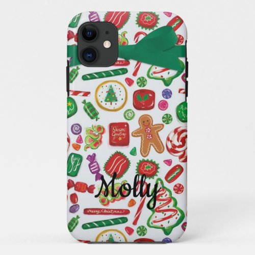 Christmas Candy Cookies Kawaii Gift Custom Name iPhone 11 Case