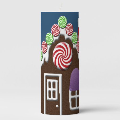 Christmas Candy Cozy Cabin Gingerbread House Pillar Candle