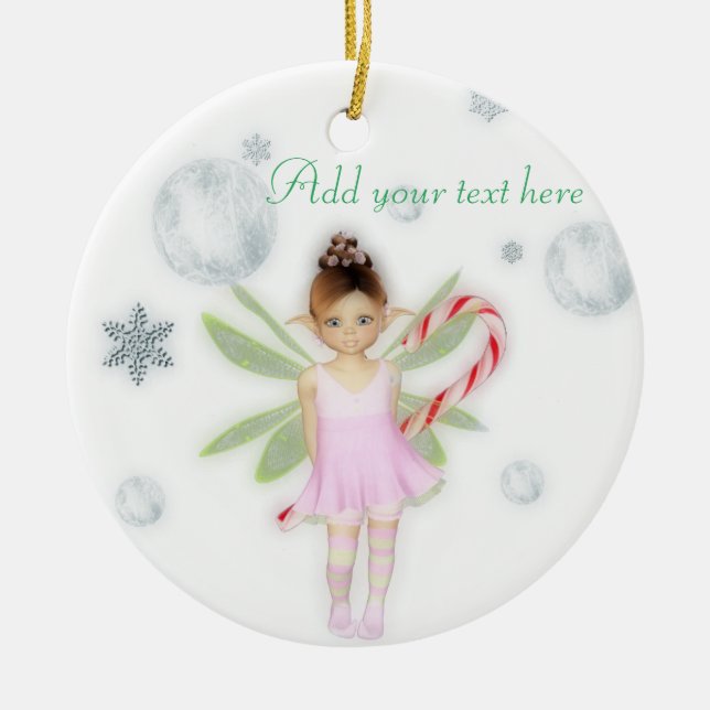 Christmas candy fairy customizable ornament (Front)