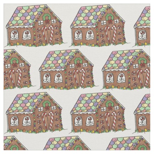 Christmas Candy Gingerbread House Holiday Home Fabric